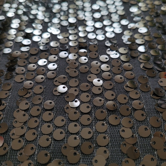 Black Sleeveless Sequined Tank Top With Combo Banding NY Collection Party Life - Picture 7 of 12